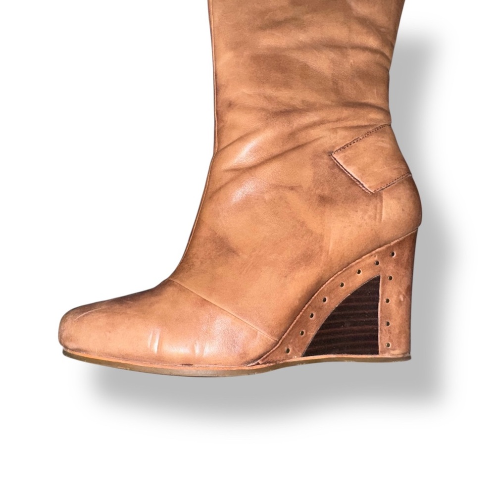 UGG Brown Leather Wedge Boots